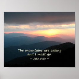 Mountain Sunset: Mtns die Muir Sjabloon bellen Poster