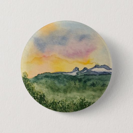 Mountain Sunset Pin Ronde Button 5,7 Cm (Voorkant)