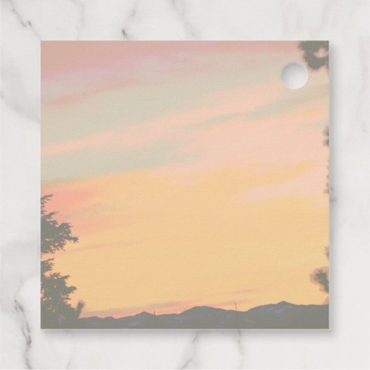 Mountain Sunset Weddenschap Bedankt Bedankjes Labels (Achterkant)