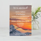 Mountain Sunset Wedding Reception Fotouitnodiging Kaart (Staand voorkant)