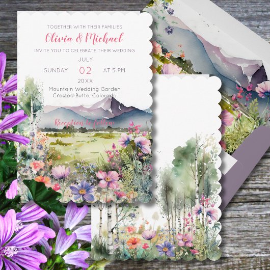 Mountain Thyme Wildflower Wedding Invitation
