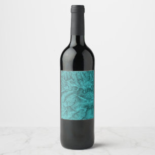 Mountain Topographic Map Blue Wijn Etiket
