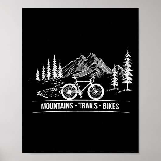 Mountain Trail Bikes - Fietser Fietser Fiets Poster (Voorkant)