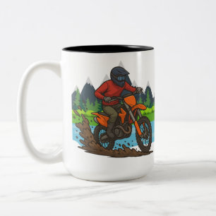 Mountain Trail Dirt Biker Tweekleurige Koffiemok