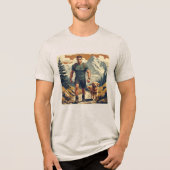 Mountain Trail Hiker & Dog Adventure Illustration Tri-Blend Shirt (Voorkant)