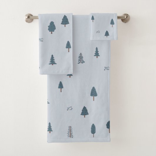 Mountain Tree Blue Bird Boy Badkamer Bad Handdoek (Insitu)