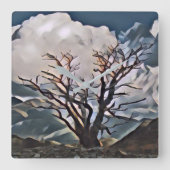 MOUNTAIN TREE VIERKANTE KLOK (Voorkant)