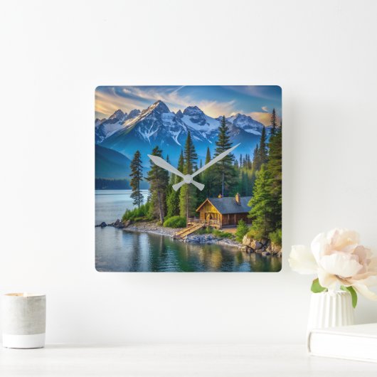 Mountain Uitzicht Wall Clock Vierkante Klok (Huis)