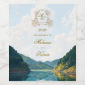 Mountain Valley View Wedding Wine Label Wijn Etiket (Enkel label)