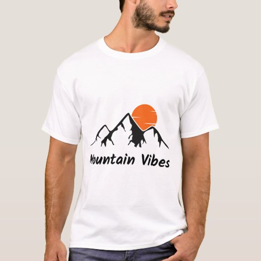 Mountain Vibes Sunset Sticker T-shirt (Voorkant)