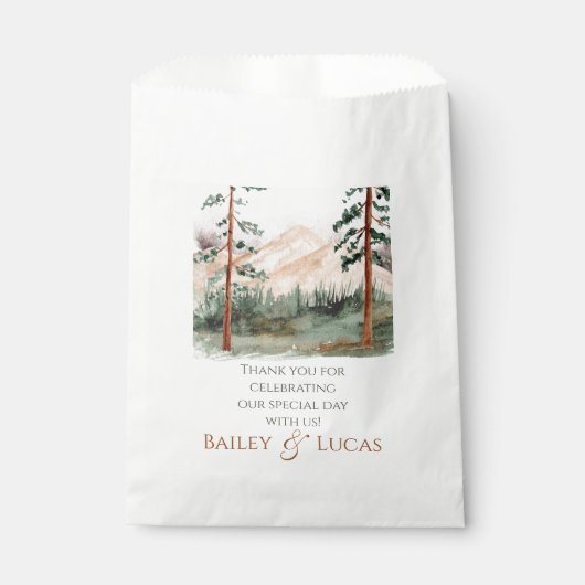 Mountain View Wedding Favor Sacs (Devant)