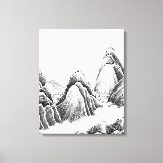Mountain Village - Ink Canvas Afdruk (Voorkant)