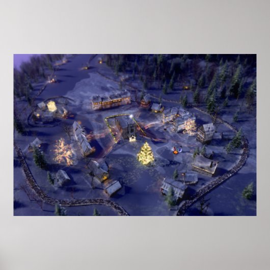 Mountain Village kerstprint Poster (Voorkant)