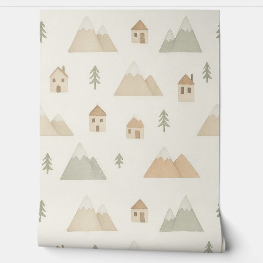 Mountain Village Nursery Wallpaper Behang (Afrollen)