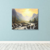 Mountain Waterfall Canvas Print (Insitu (Houten vloer))