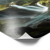 Mountain Waterfall Serenity - Natuur Landschapskun Foto Afdruk (Hoek)