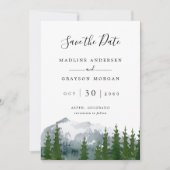 Mountain Waterverf Pine Photo Save the Dat Aankondiging (Voorkant)