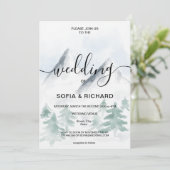 Mountain Waterverf Rustic Tree Destination Uitnodi Kaart (Staand voorkant)