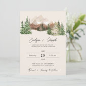 Mountain Waterverf Woodland Pine Bruiloft Kaart (Staand voorkant)