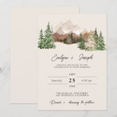 Mountain Waterverf Woodland Pine Bruiloft Kaart (Voorkant / Achterkant)