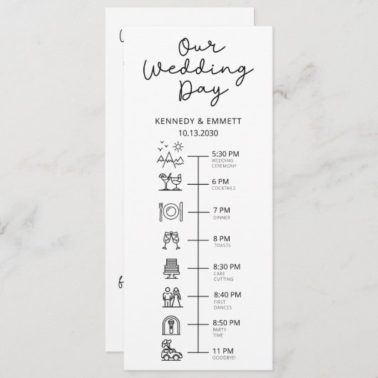 Mountain Wedding Day Timeline Flat Programma (Voorkant / Achterkant)