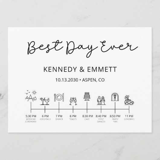 Mountain Wedding Day Timeline Program Programma (Voorkant)