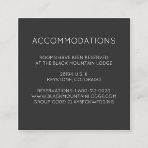 Mountain Wedding Hotel Accommodatie-kaarten Informatiekaartje
