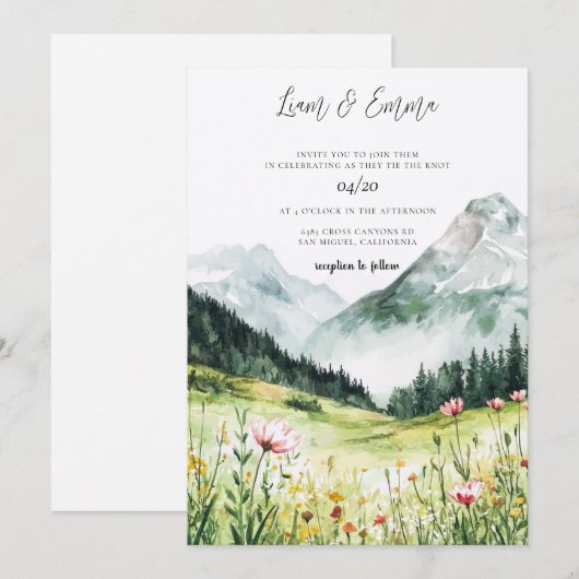 Mountain Wedding Invitation (Devant / Derrière)