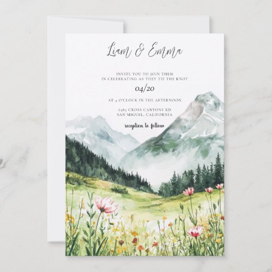 Mountain Wedding Invitation Kaart (Voorkant)
