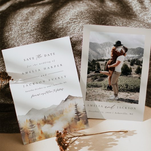Mountain Wedding Save the Date Kaart