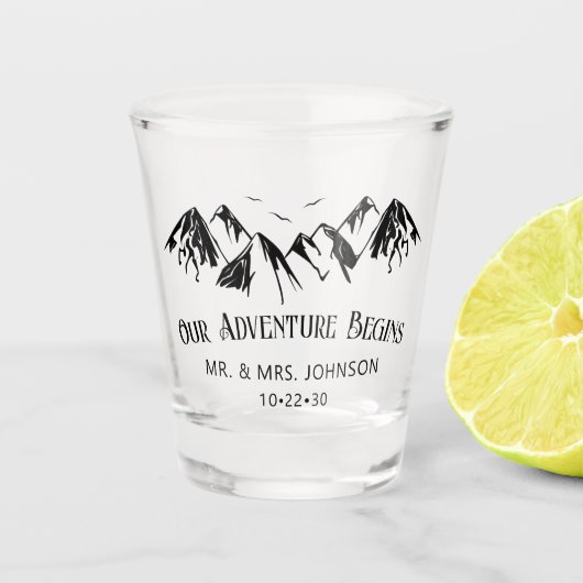 Mountain Wedding Shot Glas (Voorkant)
