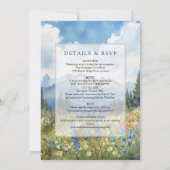 Mountain Wildflower Floral All In One Wedding Kaart (Achterkant)