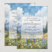 Mountain Wildflower Floral All In One Wedding Kaart (Voorkant / Achterkant)