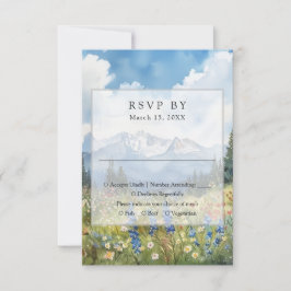 Mountain Wildflower Floral Meadow Wedding RSVP Kaartje