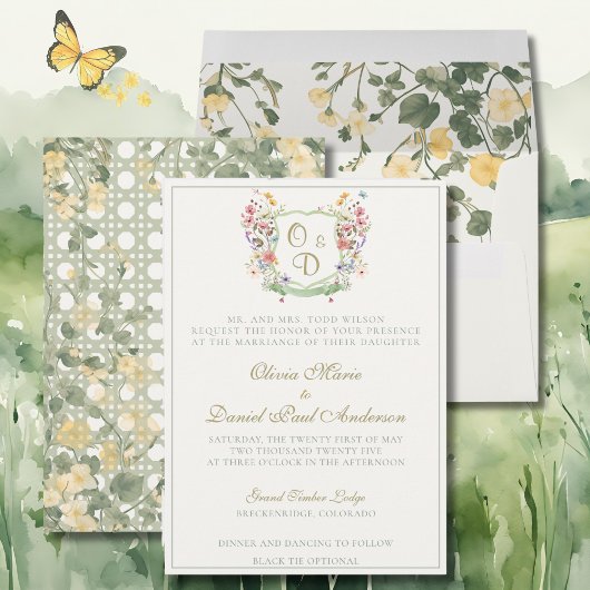 Mountain Wildflower Garden Wedding Invitation Kaart