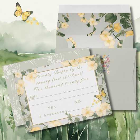Mountain Wildflower Garden Wedding RSVP Card