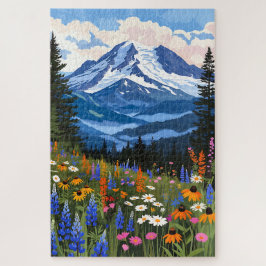 Mountain Wildflower Meadow Puzzle - Alpine Lake La Legpuzzel