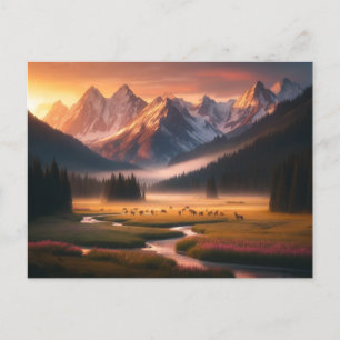 Mountain Wildlife bij Daybreak Briefkaart