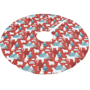Mountain Wildlife Red en Blue Pattern Kerstboom Rok