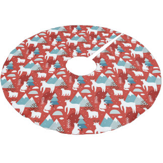 Mountain Wildlife Red en Blue Pattern Kerstboom Rok