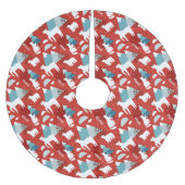 Mountain Wildlife Red en Blue Pattern Kerstboom Rok (Voorkant)