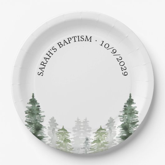 Mountain Winter Baptism Paper Plate Papieren Bordje (Voorkant)