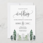 Mountain Winter Elegant Wedding Invitation Kaart (Voorkant)