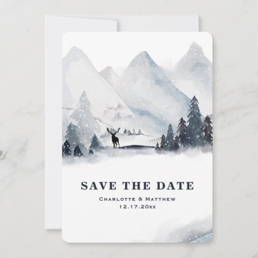 Mountain Winter Holiday Wedding Bewaar de datum Save The Date (Voorkant)