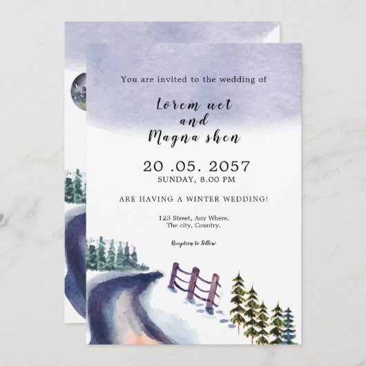 Mountain Winter Pine Tree Weddenation Card Kaart (Voorkant / Achterkant)