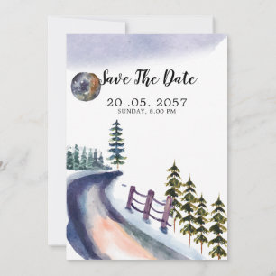 Mountain Winter Pine Tree Weddenation Card Kaart