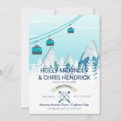 Mountain Winter Skiing Wedding Invitation Kaart (Voorkant)