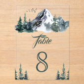Mountain Winter Wedding Acrylic Table Number Acryl Uitnodigingen (Voorkant)