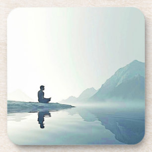 Mountain Zen Vreedzame Meditatie Ontwerp Bier Onderzetter