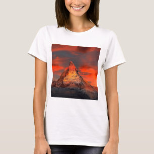 Mountain Zwitserland Matterhorn Zermatt Red Sky T-shirt